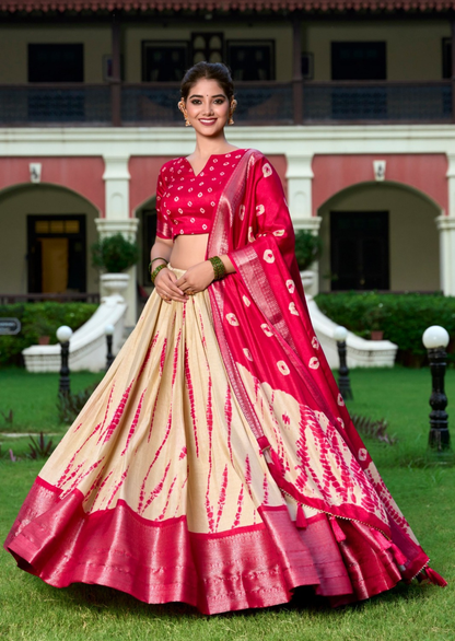 Rasbhari Shibori Zari Dola Silk Lehenga Set