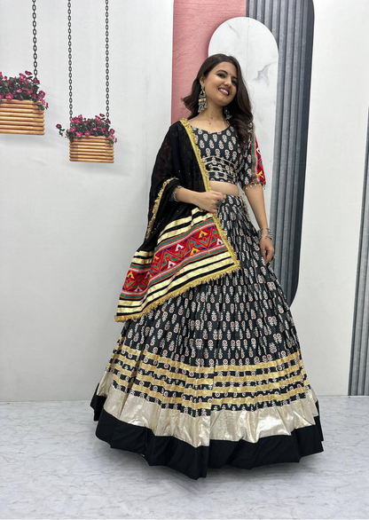 Gamathi Ribbon Work Riyon Cotton Lehenga Choli Set-2