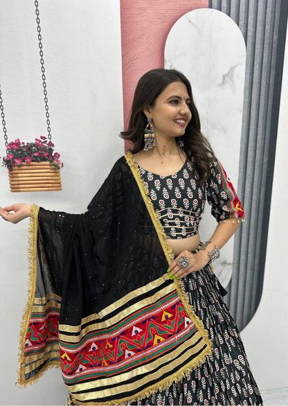 Gamathi Ribbon Work Riyon Cotton Lehenga Choli Set-3