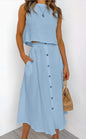 Solid Color Vest & Skirt Set