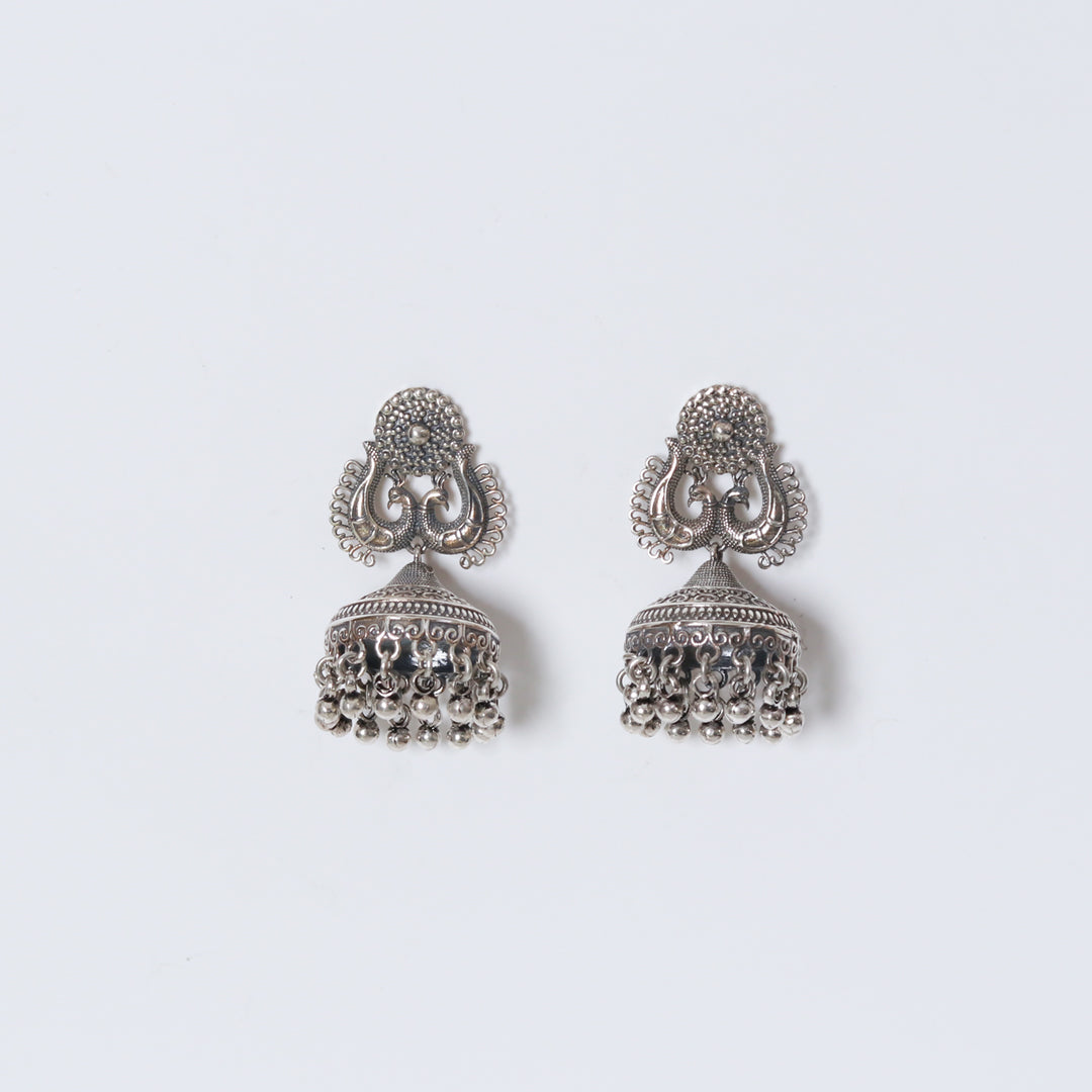 Oxidised Peacock Jhumka