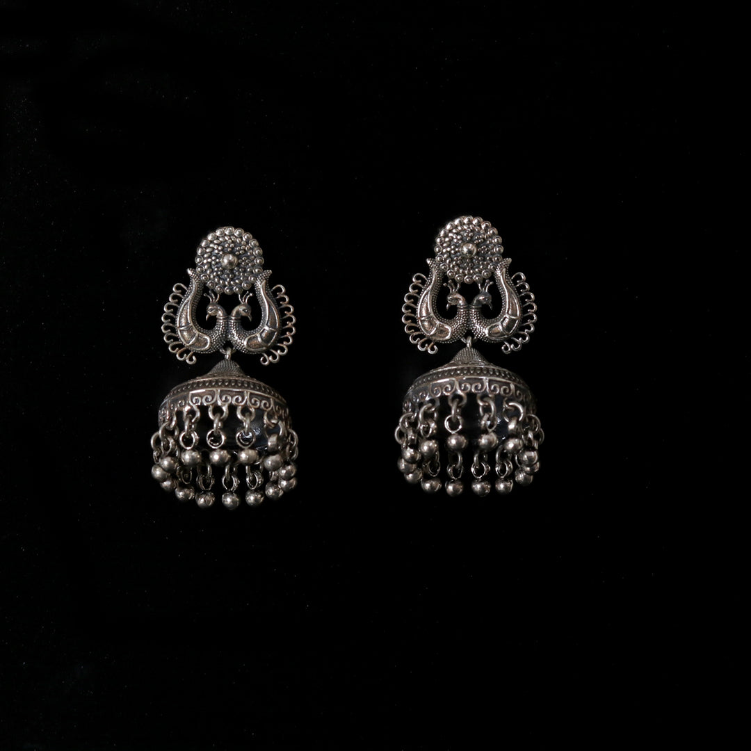 Oxidised Peacock Jhumka