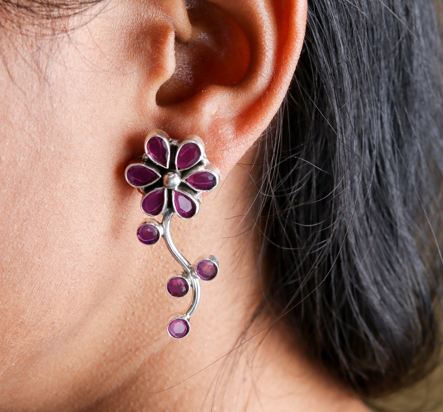 Floral Ruby Earrings