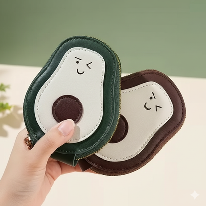 VEMILIO Cute (Pack of 2) Avocado Shape Mini Wallet for Girls & Women | Stylish Card Holder Holder with Zip & 11 Compartments | Trendy Compact and Small Coin Purse for Gift -(Green & Brown)