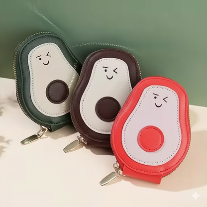 VEMILIO Cute (Pack of 2) Avocado Shape Mini Wallet for Girls & Women | Stylish Card Holder Holder with Zip & 11 Compartments | Trendy Compact and Small Coin Purse for Gift -(Green & Brown)