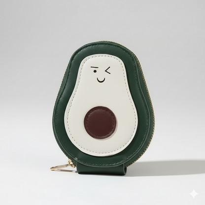VEMILIO Cute (Pack of 2) Avocado Shape Mini Wallet for Girls & Women | Stylish Card Holder Holder with Zip & 11 Compartments | Trendy Compact and Small Coin Purse for Gift -(Green & Brown)