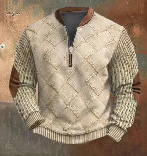 Men's Digital Print Half-Zip Sweater