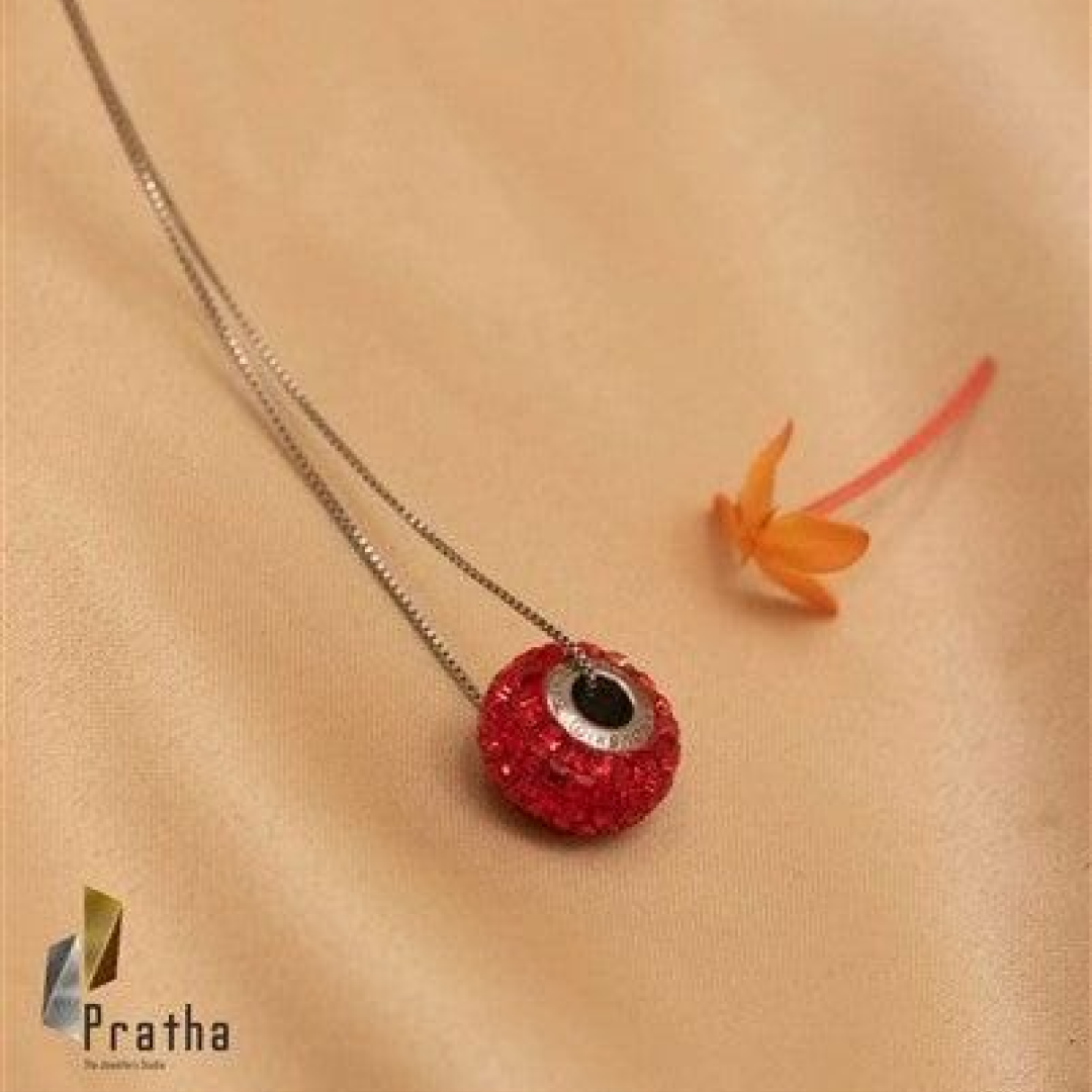 Red Ring Pendant With Chain