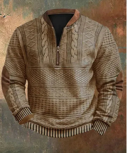 Men's Digital Print Half-Zip Sweater