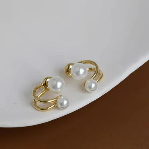 Double Pearl Stud Earring-soristyle-3