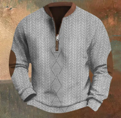 Men's Digital Print Half-Zip Sweater