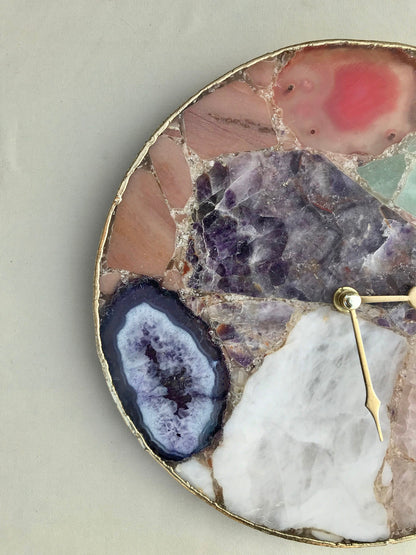 Exclusive Multicolor Large Agate Wall Clock| 12" Diameter
