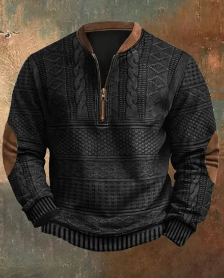 Men's Digital Print Half-Zip Sweater