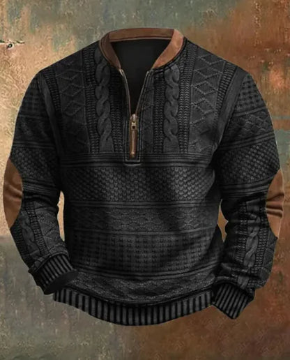 Men's Digital Print Half-Zip Sweater