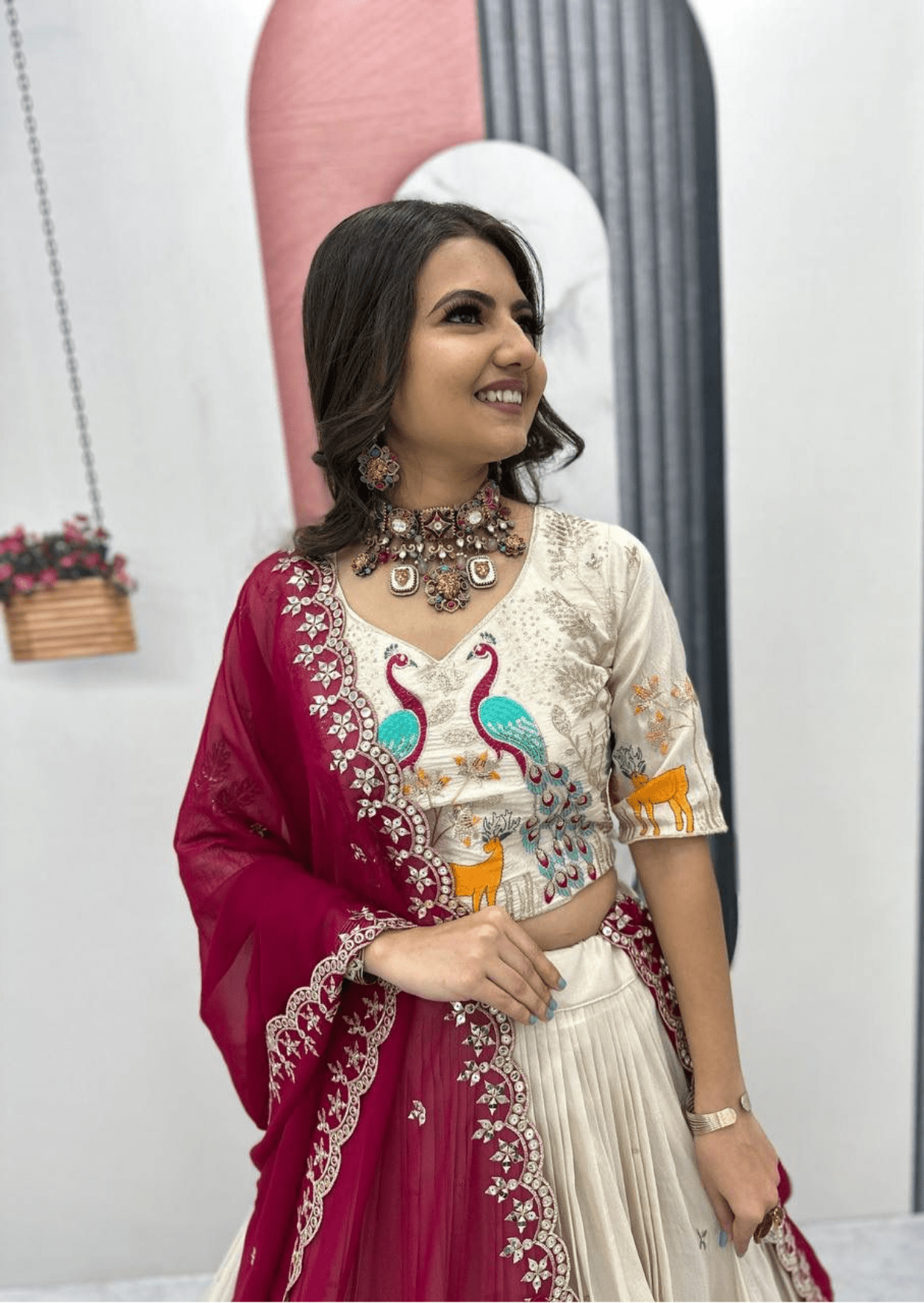 Padmika Royale Peacock Embroidered Tissue Silk Lehenga Set