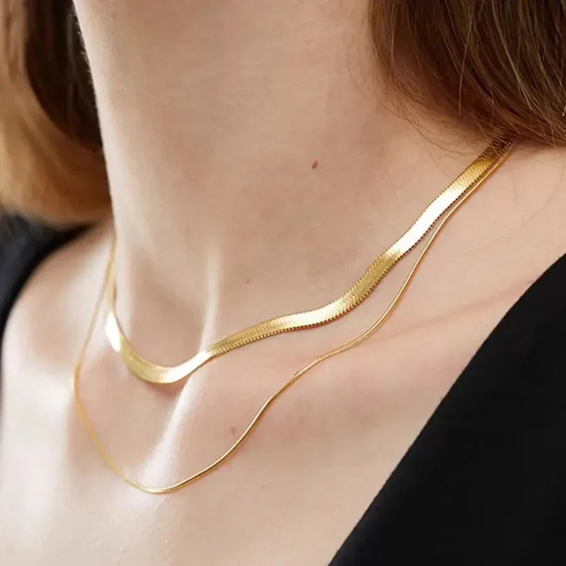 Double Layer Snake Chain Necklace-3