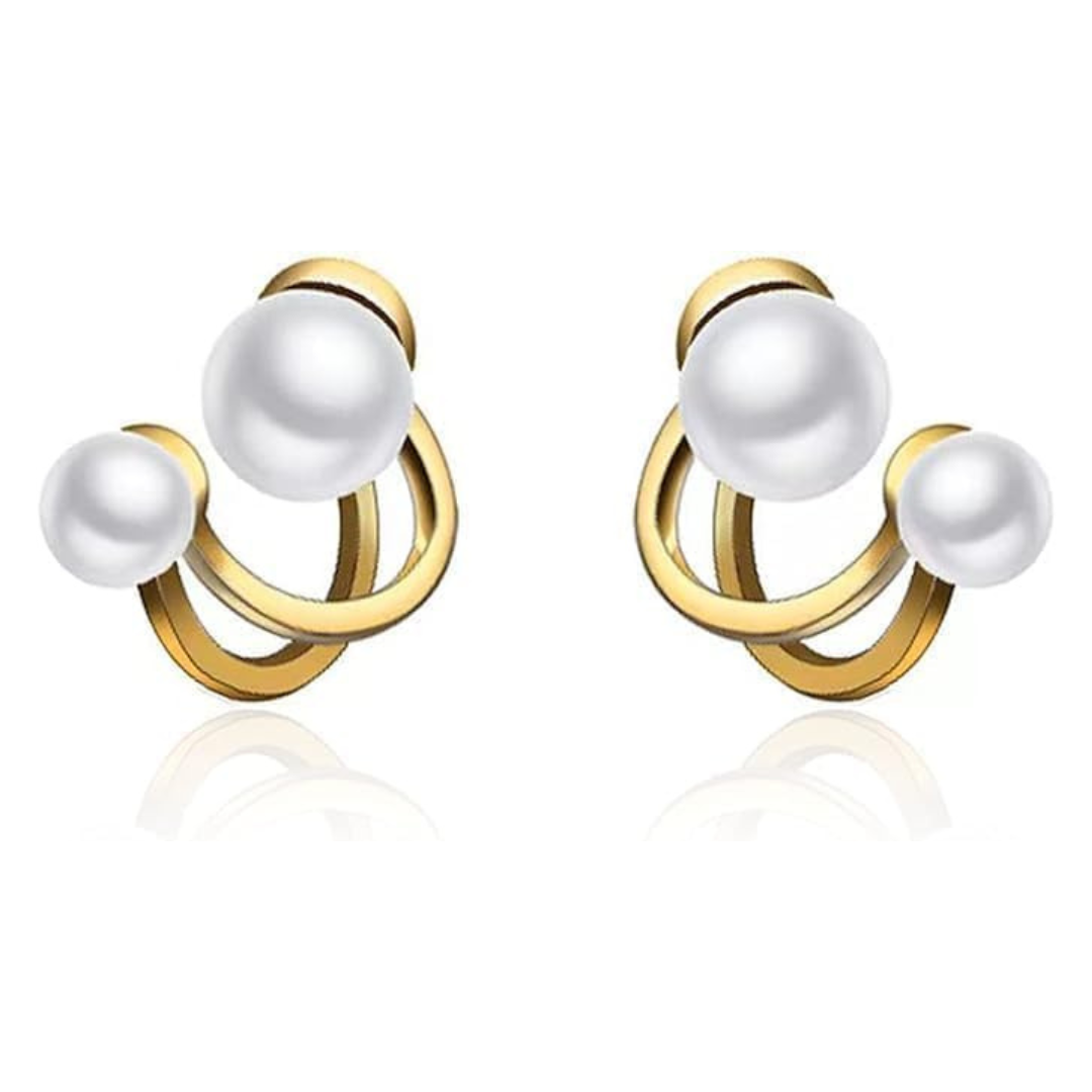 Double Pearl Stud Earring-soristyle-0