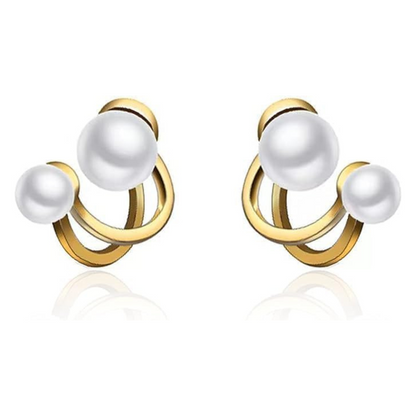 Double Pearl Stud Earring-soristyle-0