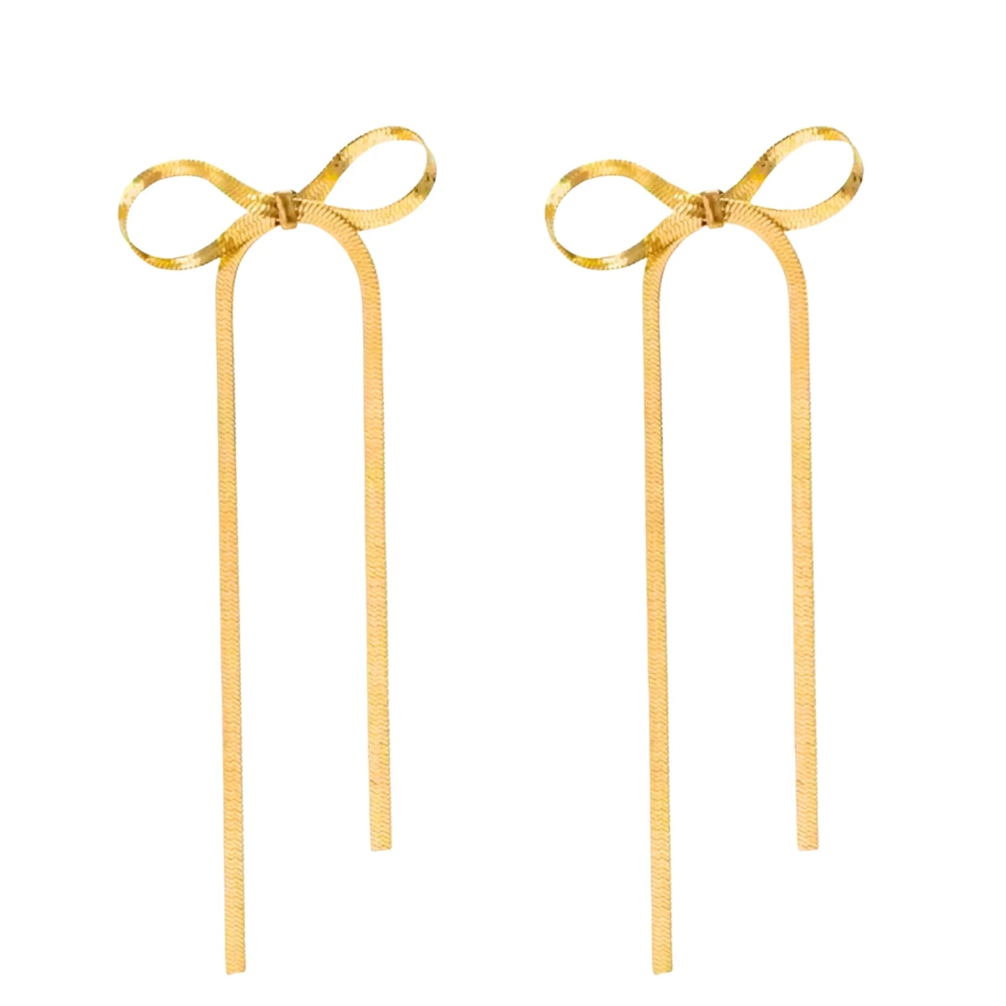 Golden Bow Knot Drop & Dangle Earrings-0