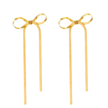Golden Bow Knot Drop & Dangle Earrings-0