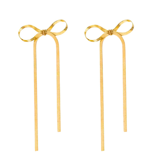 Golden Bow Knot Drop & Dangle Earrings-0