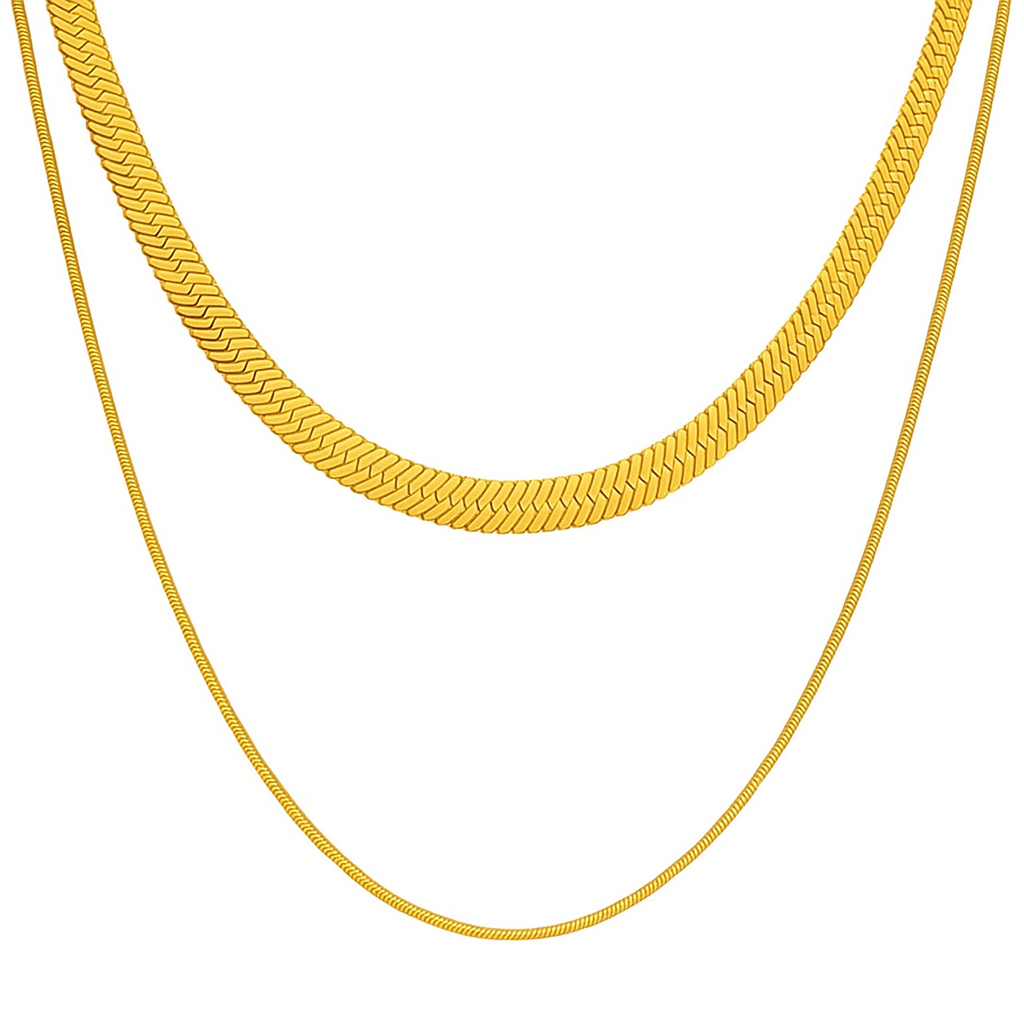 Double Layer Snake Chain Necklace-0