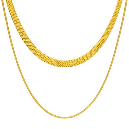 Double Layer Snake Chain Necklace-0