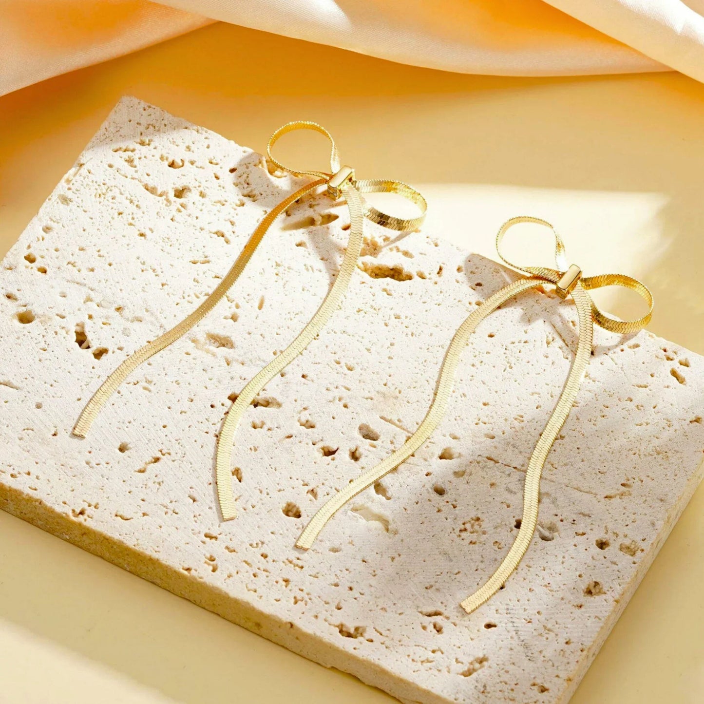 Golden Bow Knot Drop & Dangle Earrings-4
