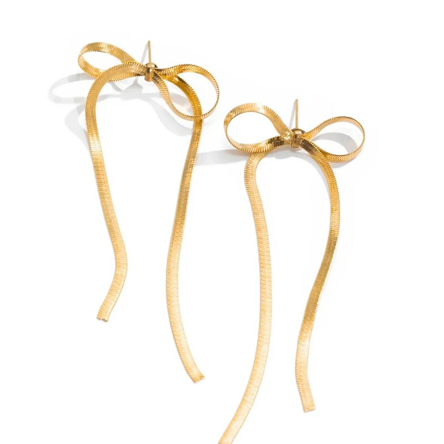 Golden Bow Knot Drop & Dangle Earrings-2