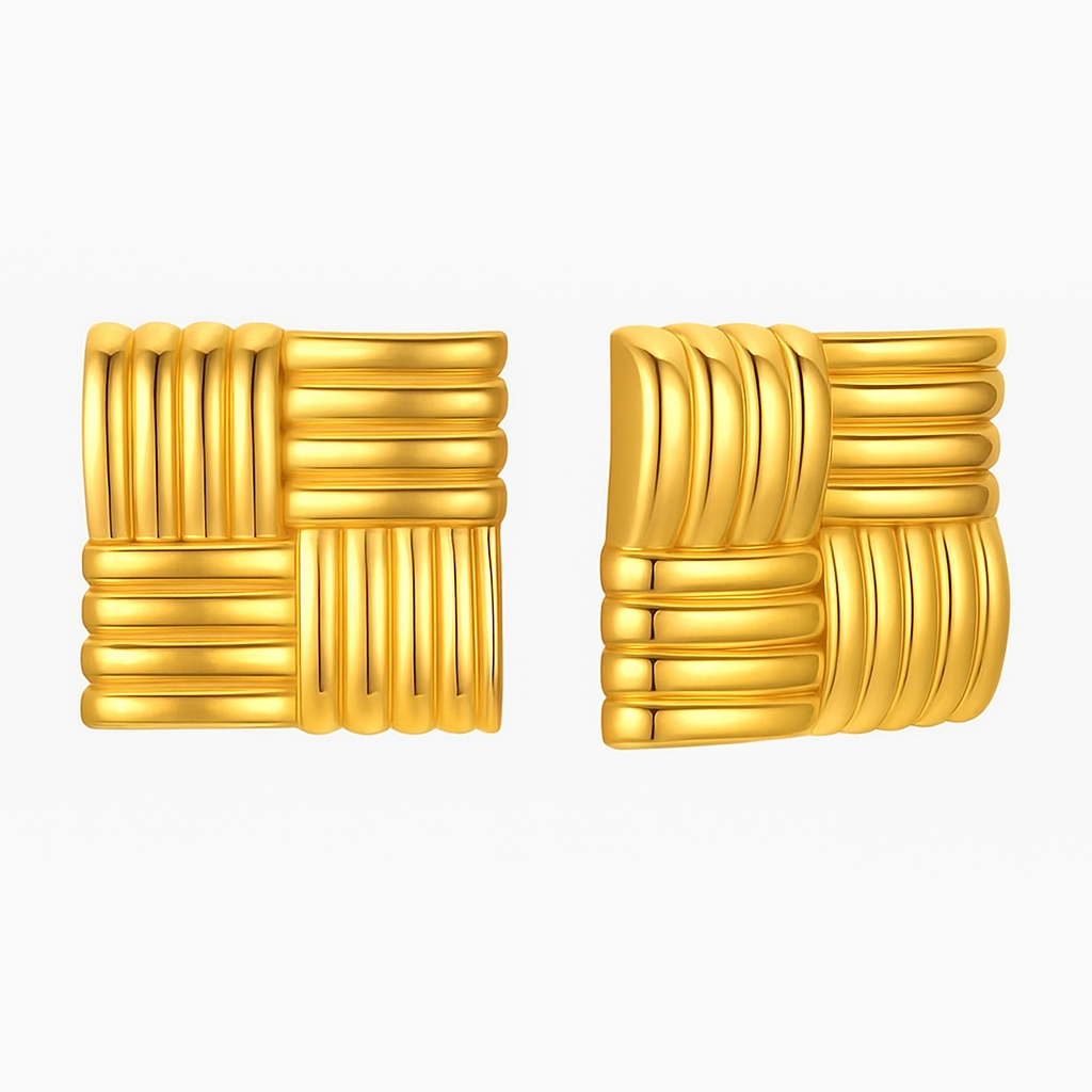 Square Stud Earrings -Bold Geometric & Elegant-0