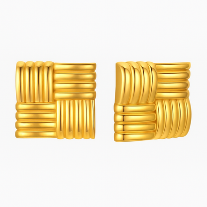 Square Stud Earrings -Bold Geometric & Elegant-0