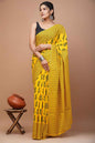 Sunburst Swirl Haldi Bloom Mulmul Cotton Saree