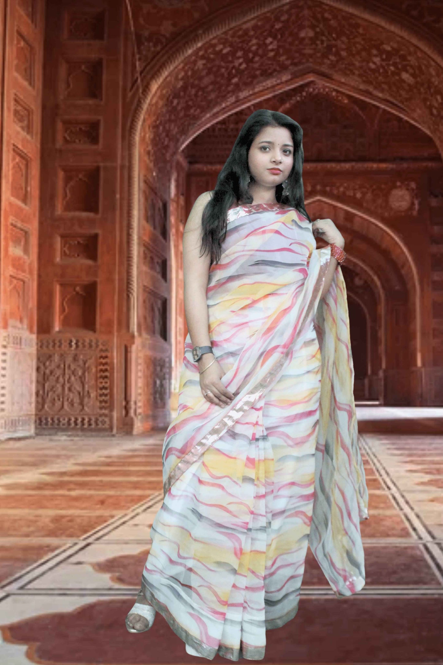Tarang Leheriya Organza Saree with Blouse