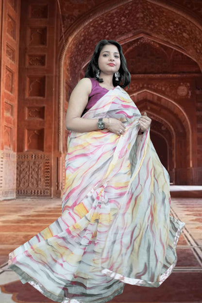 Tarang Leheriya Organza Saree with Blouse